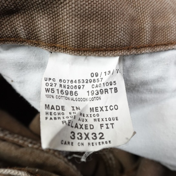 Dickies Relaxed Fit Carpenter Pants Mens 33x32 Brown Cotton Canvas Utility Work - Picture 4 of 9